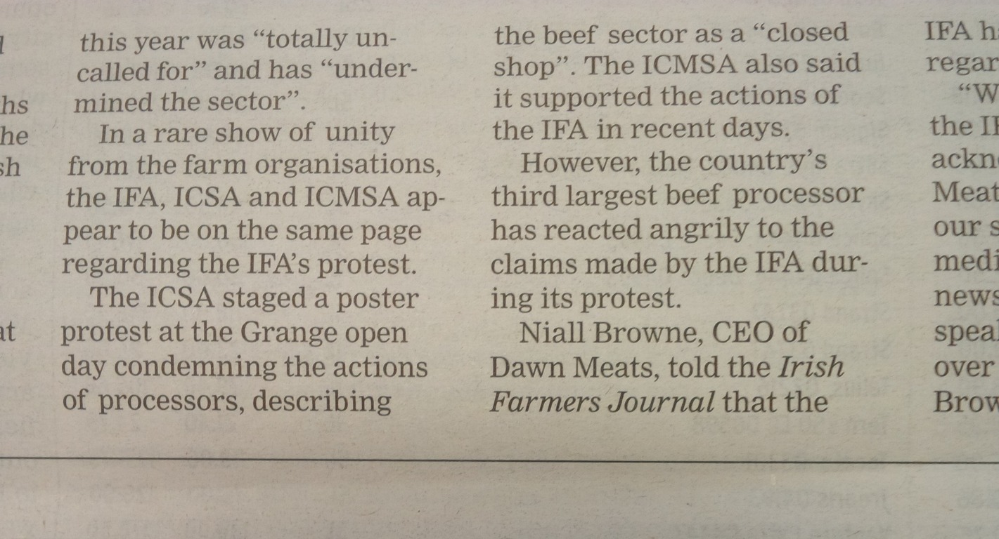 Farmers Journal June 19 P Donoghue Protest